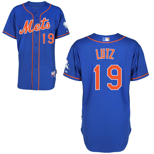 Zach Lutz #19 MLB Jersey-New York Mets Men's Authentic Alternate Blue Home Cool Base Baseball Jersey